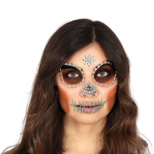 Strass visage tête de mort brillant