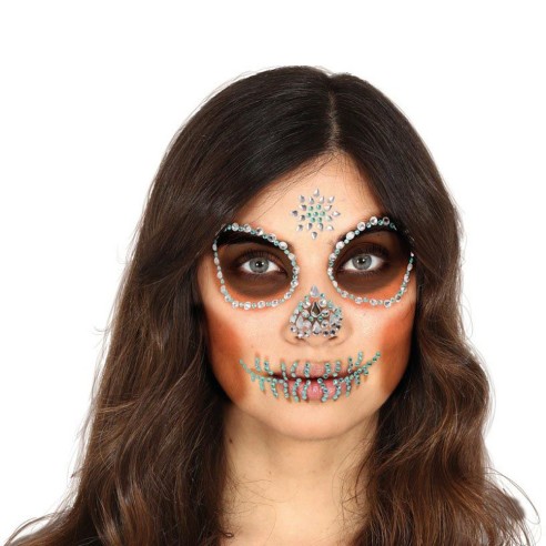 Strass visage tête de mort brillant