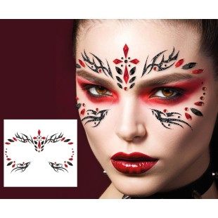 Strass brillant gothique noir et rouge