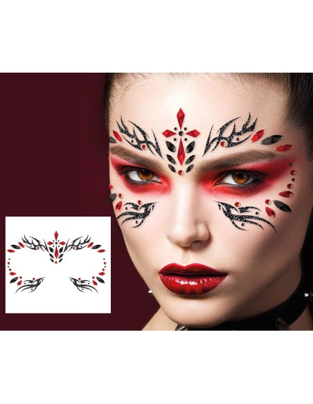 Strass brillant gothique noir et rouge
