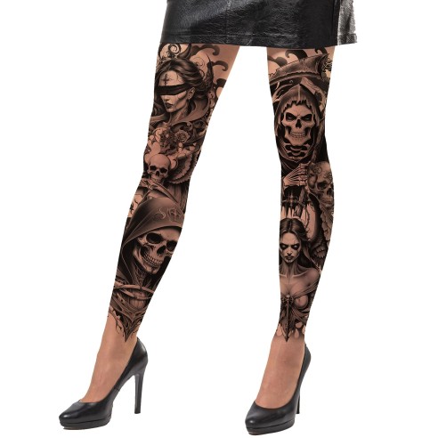 Collant tatouage motifs têtes de mort