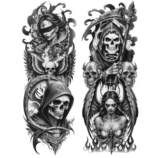 Collant tatouage motifs têtes de mort 2