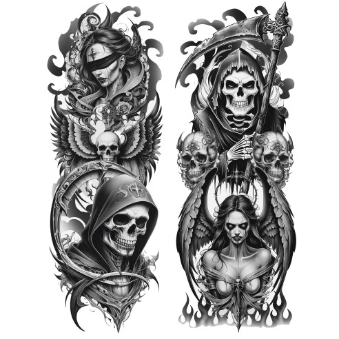Collant tatouage motifs têtes de mort
