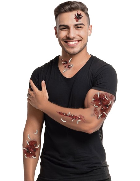 Faux tatouages plaies avec vers