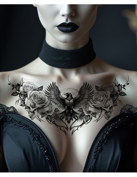Faux tatouage corbeau noir