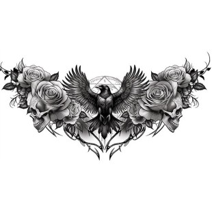 Faux tatouage corbeau noir 2