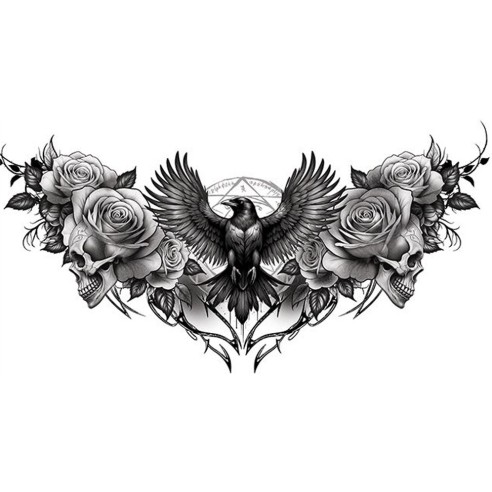 Faux tatouage corbeau noir