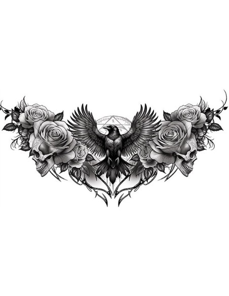 Faux tatouage corbeau noir