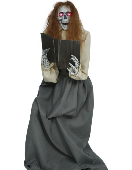 Décoration squelette femme animé lumineux et sonore pour Halloween