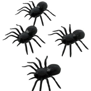 4 fausses araignées noires 10cm