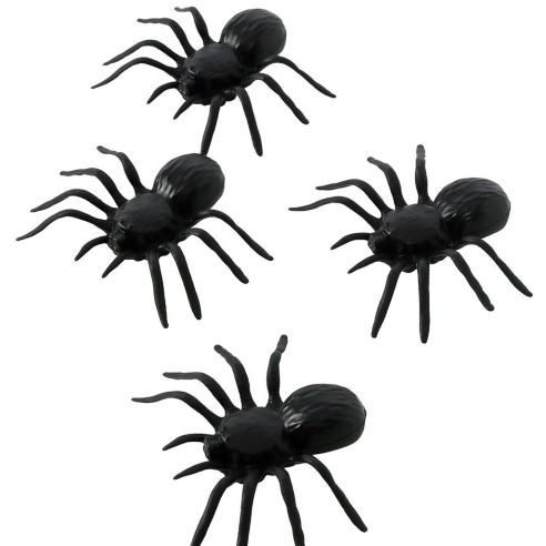4 fausses araignées noires 10cm