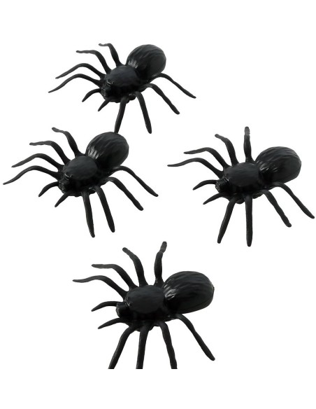4 fausses araignées noires 10cm