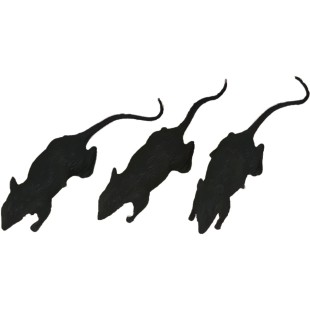 Lot de 3 faux rats noirs plastique pour déco Halloween chez Festimania