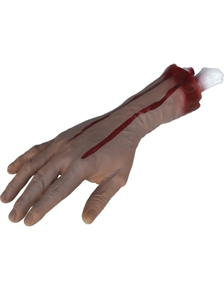 Main coupée avec os sanguinolent qui ressort pour déco Halloween