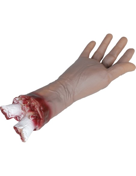 Main coupée avec os sanguinolent qui ressort pour déco Halloween