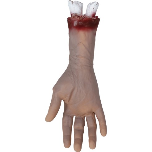 Main coupée avec os sanguinolent qui ressort pour déco Halloween