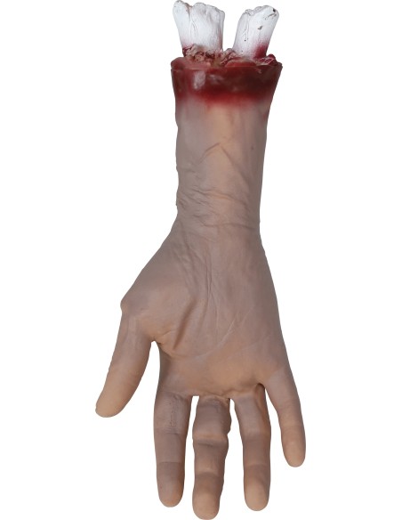 Main coupée avec os sanguinolent qui ressort pour déco Halloween