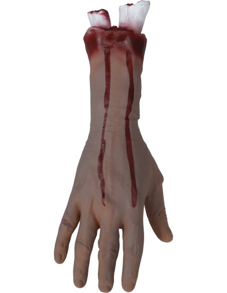 Main coupée avec os sanguinolent qui ressort pour déco Halloween