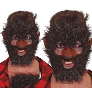 Masque avec poils foncés pour se déguiser en loup-garou