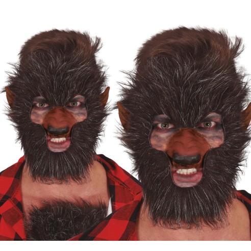 Masque avec poils foncés pour se déguiser en loup-garou