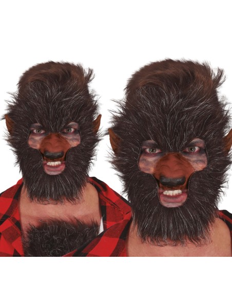 Masque avec poils foncés pour se déguiser en loup-garou