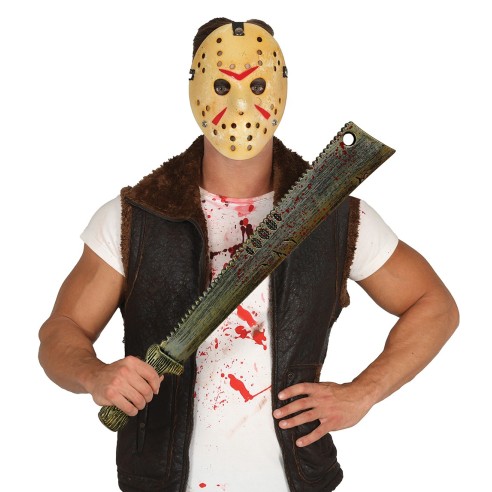 Machette scie tachée de sang