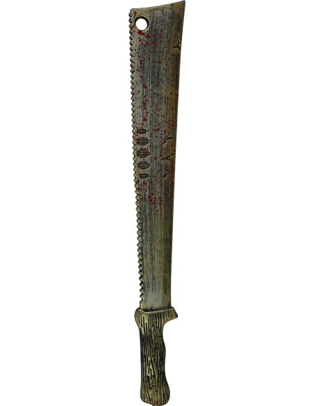 Machette scie tachée de sang