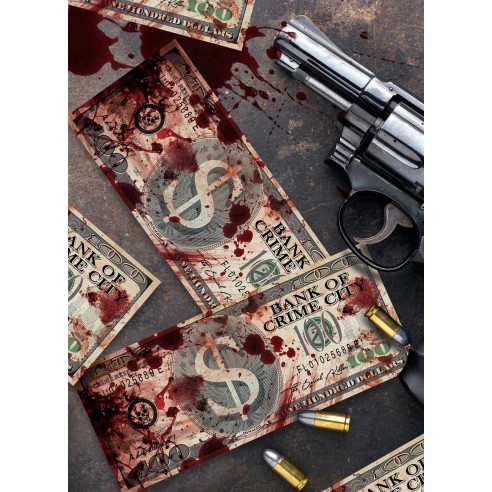 Faux dollars tachés de sang