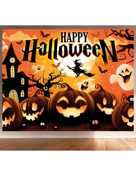 Photocall Happy Halloween orange 220x150cm