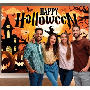 Photocall Happy Halloween orange 220x150cm 2