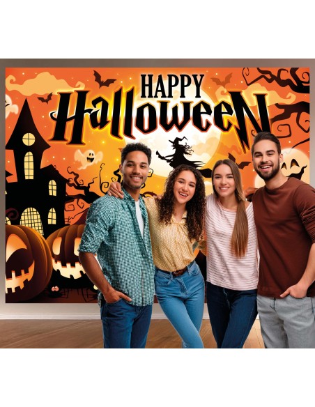 Photocall Happy Halloween orange 220x150cm