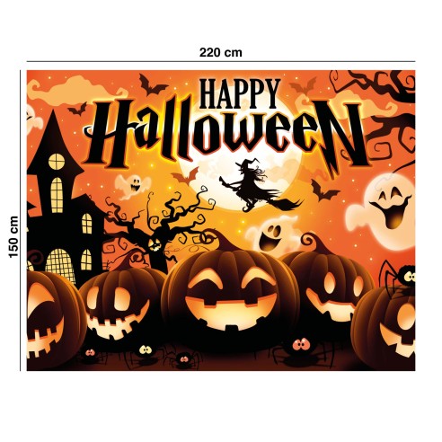 Photocall Happy Halloween orange 220x150cm