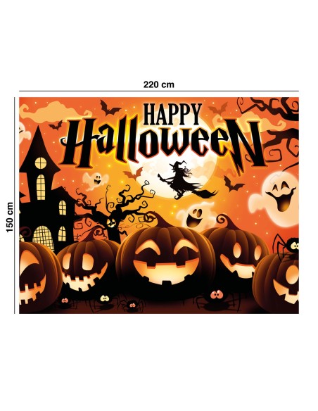 Photocall Happy Halloween orange 220x150cm