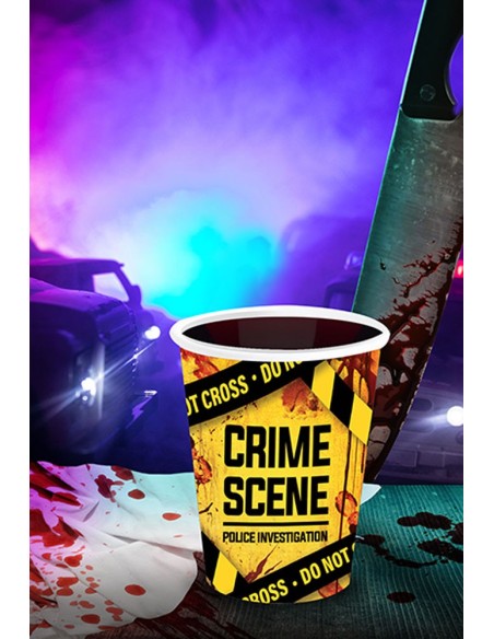 6 gobelets jaunes Crime Scene pour préparer un gouter Halloween