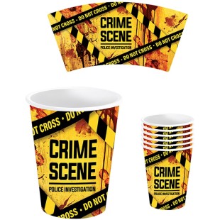 6 gobelets jaunes Crime Scene pour préparer un gouter Halloween 2