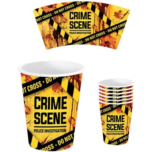 6 gobelets jaunes Crime Scene pour préparer un gouter Halloween
