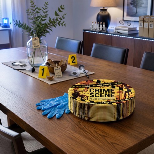 6 assiettes jaunes Crime Scene
