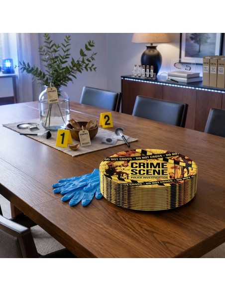 6 assiettes jaunes Crime Scene