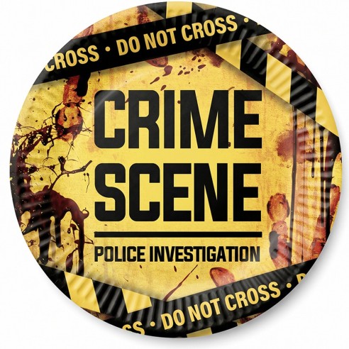 6 assiettes jaunes Crime Scene
