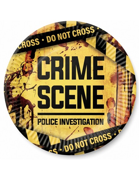 6 assiettes jaunes Crime Scene