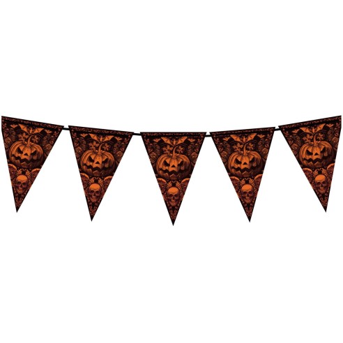 Guirlande fanions citrouilles orange 3m