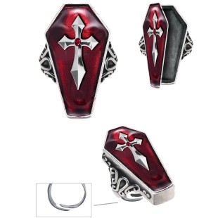 Bague cercueil avec diamant rouge 2