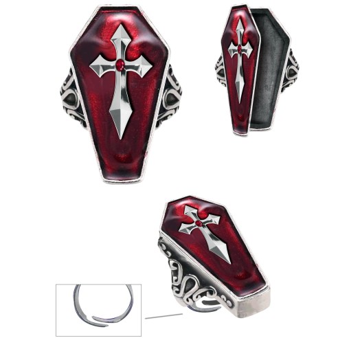 Bague cercueil avec diamant rouge
