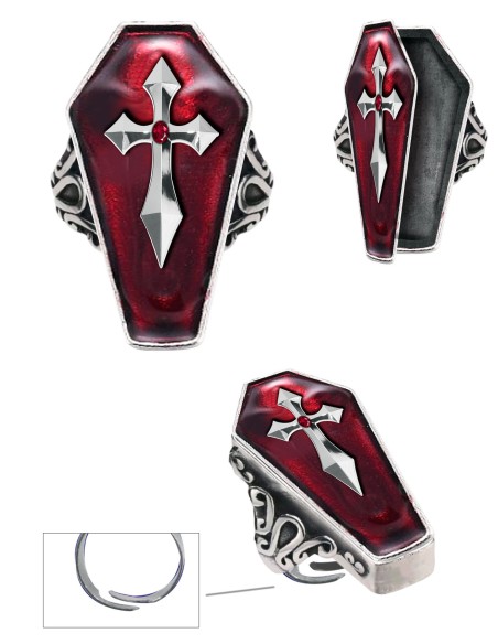 Bague cercueil avec diamant rouge