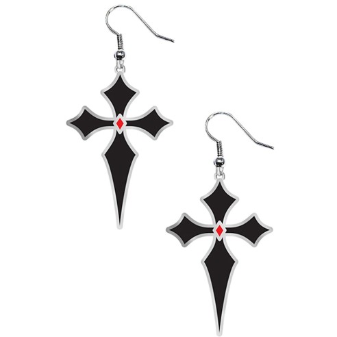Paire de boucles d'oreilles avec croix gothique noire bijou Halloween
