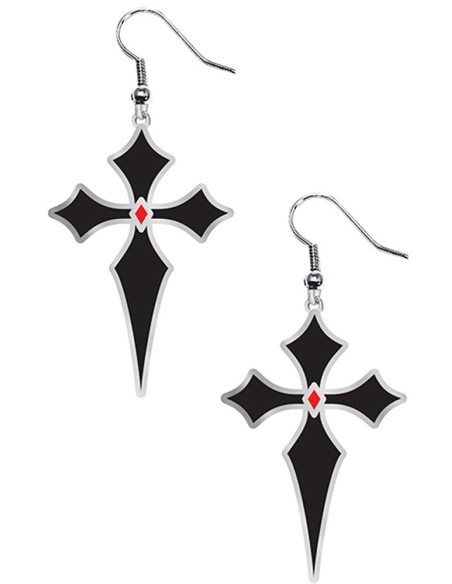 Paire de boucles d'oreilles avec croix gothique noire bijou Halloween