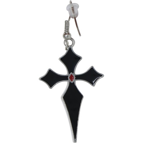 Paire de boucles d'oreilles avec croix gothique noire bijou Halloween