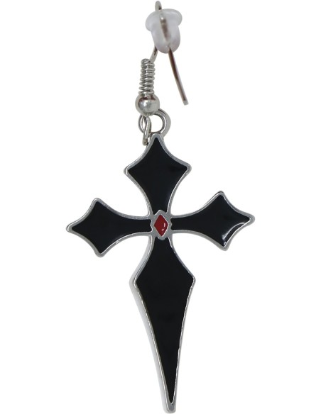 Paire de boucles d'oreilles avec croix gothique noire bijou Halloween