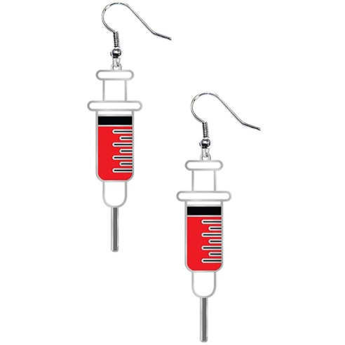 Boucles d'oreilles seringue remplie de sang