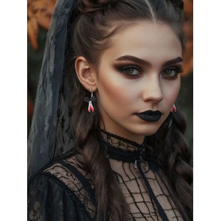 Boucles d'oreilles paire de ciseaux ensanglantés
